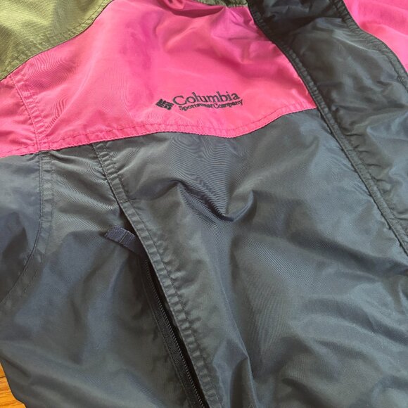 VTG COLUMBIA Ski Jacket Womens L Color Block Williwaw 90s Nylon Parka Blue Pink - Picture 7 of 11